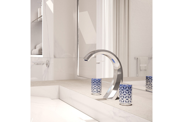 THG NIHAL PORCELAINE BLEUE Смеситель для раковины на 3 отверстия с донным клапаном цвет хром U2L-A02-151