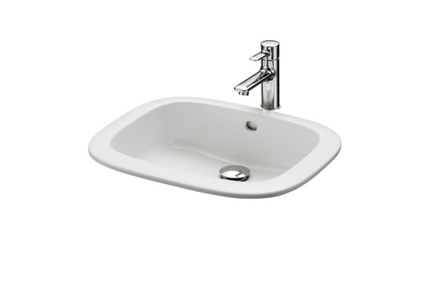 TOTO PUBLIC Раковина 530x450x177мм встраиваемая сверху без отв.под смеситель с переливом CeFiONtect цвет:  белый LW763Y#XW