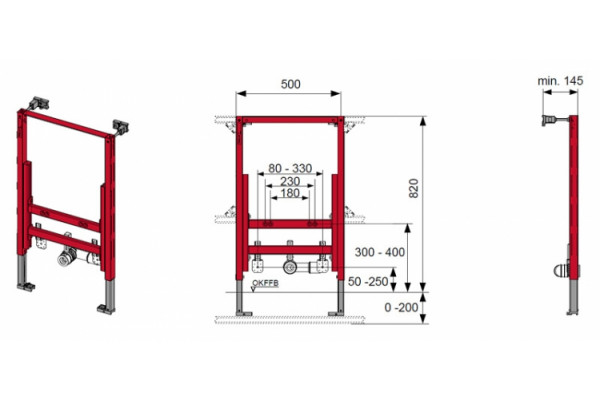 Система инсталляции для биде Tece TECEprofil 9 330 005 цвет красный, 50x14.5x82 см