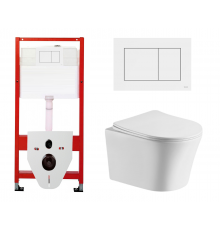 Комплект 3 в 1 инсталляция Tece Base 9400413 + Подвесной унитаз Cerutti Spa Adige Aria CT7837 с кнопкой смыва, в стиле hi-tech в стиле hi-tech