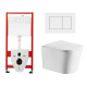 Комплект 3 в 1 инсталляция Tece Base 9400413 + Подвесной унитаз Cerutti Spa Marmolada aria CT7778 с кнопкой смыва, в стиле hi-tech в стиле hi-tech