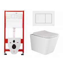 Комплект 3 в 1 инсталляция Tece Base 9400413 + Подвесной унитаз Ceramica Nova Metric Rimless CN3007 с кнопкой смыва, в стиле hi-tech в стиле hi-tech