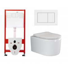 Комплект 3 в 1 инсталляция Tece Base 9400413 + Подвесной унитаз Ceramica Nova Moments CN3003 с кнопкой смыва, в стиле hi-tech в стиле hi-tech