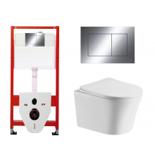Комплект 3 в 1 инсталляция Tece Now  9400412 + Подвесной унитаз Cerutti Spa Adige Aria CT7837 с кнопкой смыва, в стиле hi-tech в стиле hi-tech