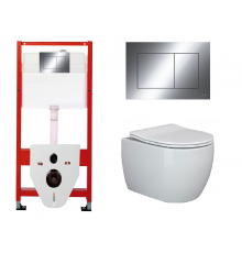 Комплект 3 в 1 инсталляция Tece Now 9400412 + Подвесной унитаз Ceramica Nova Play CN3001 с кнопкой смыва, в стиле hi-tech в стиле hi-tech