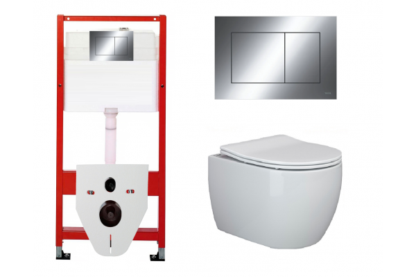Комплект 3 в 1 инсталляция Tece Now 9400412 + Подвесной унитаз Ceramica Nova Play CN3001 с кнопкой смыва, в стиле hi-tech в стиле hi-tech