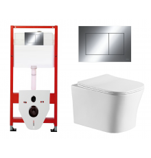 Комплект 3 в 1 инсталляция Tece Now 9400412 + Подвесной унитаз Cerutti Spa Marmolada aria CT7778 с кнопкой смыва, в стиле hi-tech в стиле hi-tech
