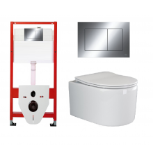 Комплект 3 в 1 инсталляция Tece Now 9400412 + Подвесной унитаз Ceramica Nova Moments CN3003 с кнопкой смыва, в стиле hi-tech в стиле hi-tech