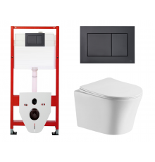 Комплект 3 в 1 инсталляция Tece Base K440407 + Подвесной унитаз Cerutti Spa Adige Aria CT7837 с кнопкой смыва, в стиле hi-tech в стиле hi-tech