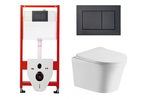 Комплект 3 в 1 инсталляция Tece Base K440407 + Подвесной унитаз Cerutti Spa Adige Aria CT7837 с кнопкой смыва, в стиле hi-tech в стиле hi-tech