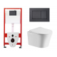 Комплект 3 в 1 инсталляция Tece Base K440407 + Подвесной унитаз Cerutti Spa Adige Aria CT7837 с кнопкой смыва, в стиле hi-tech в стиле hi-tech