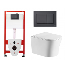 Комплект 3 в 1 инсталляция Tece Base K440407 + Подвесной унитаз Cerutti Spa Marmolada aria CT7778 с кнопкой смыва, в стиле hi-tech в стиле hi-tech