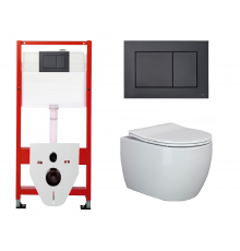 Комплект 3 в 1 инсталляция Tece Base K440407 + Подвесной унитаз Ceramica Nova Play CN3001 с кнопкой смыва, в стиле hi-tech в стиле hi-tech