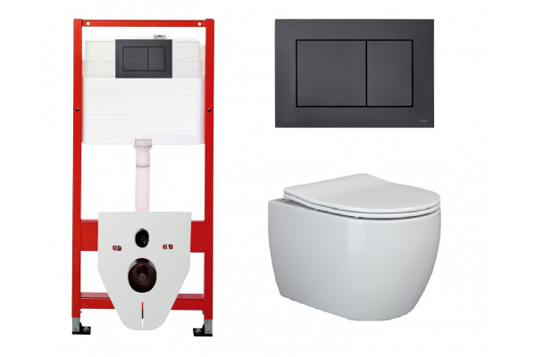 Комплект 3 в 1 инсталляция Tece Base K440407 + Подвесной унитаз Ceramica Nova Play CN3001 с кнопкой смыва, в стиле hi-tech в стиле hi-tech
