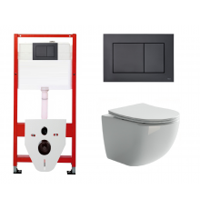 Комплект 3 в 1 инсталляция Tece Base K440407 + Подвесной унитаз Ceramica Nova Forma CN3009 с кнопкой смыва, в стиле hi-tech в стиле hi-tech