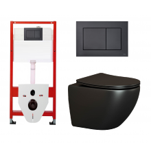 Комплект 3 в 1 инсталляция Tece Base K440407 + Подвесной унитаз Ceramica Nova Metropol CN4002MB с кнопкой смыва, в стиле hi-tech в стиле hi-tech
