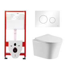 Комплект 3 в 1 инсталляция Tece Loop K440920 + Подвесной унитаз  Cerutti Spa Adige Aria CT7837 с кнопкой смыва, в стиле hi-tech в стиле hi-tech