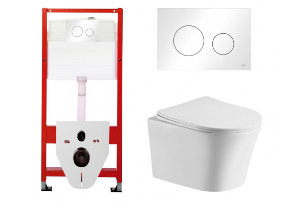 Комплект 3 в 1 инсталляция Tece Loop K440920 + Подвесной унитаз  Cerutti Spa Adige Aria CT7837 с кнопкой смыва, в стиле hi-tech в стиле hi-tech