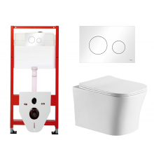 Комплект 3 в 1 инсталляция Tece Loop K440920 + Подвесной унитаз Cerutti Spa Marmolada Aria CT7778 с кнопкой смыва, в стиле hi-tech в стиле hi-tech
