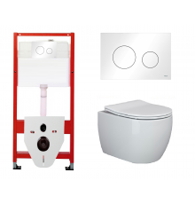 Комплект 3 в 1 инсталляция Tece Loop K440920 + Подвесной унитаз Ceramica Nova Play CN3001 с кнопкой смыва, в стиле hi-tech в стиле hi-tech