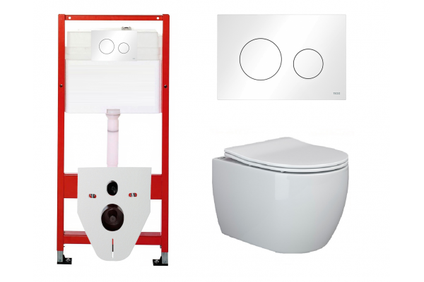 Комплект 3 в 1 инсталляция Tece Loop K440920 + Подвесной унитаз Ceramica Nova Play CN3001 с кнопкой смыва, в стиле hi-tech в стиле hi-tech