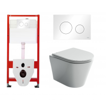 Комплект 3 в 1 инсталляция Tece Loop K440920 + Подвесной унитаз Ceramica Nova Forma CN3011 с кнопкой смыва, в стиле hi-tech в стиле hi-tech