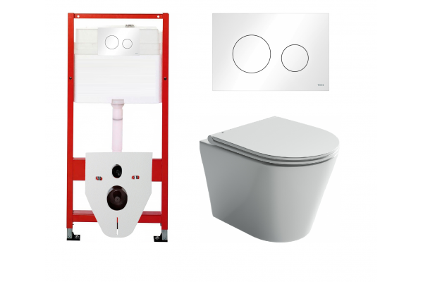 Комплект 3 в 1 инсталляция Tece Loop K440920 + Подвесной унитаз Ceramica Nova Forma CN3011 с кнопкой смыва, в стиле hi-tech в стиле hi-tech