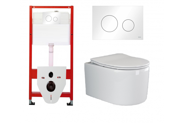 Комплект 3 в 1 инсталляция Tece Loop K440920 + Подвесной унитаз Ceramica Nova Moments CN3003 с кнопкой смыва, в стиле hi-tech в стиле hi-tech