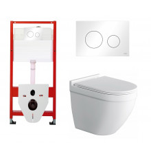 Комплект 3 в 1 инсталляция Tece Loop K440920 + Подвесной унитаз Owl 1975 Cirkel-H TOWLT190101 с кнопкой смыва, в стиле hi-tech в стиле hi-tech