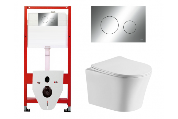 Комплект 3 в 1 инсталляция Tece Loop K440921 + Подвесной унитаз  Cerutti Spa Adige Aria CT7837 с кнопкой смыва, в стиле hi-tech в стиле hi-tech