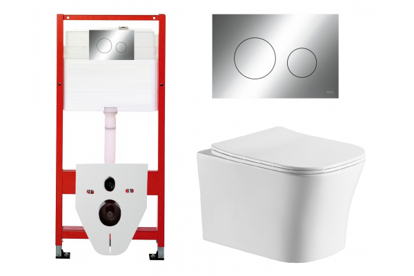 Комплект 3 в 1 инсталляция Tece Loop K440921 + Подвесной унитаз  Cerutti Spa Marmolada aria CT7778 с кнопкой смыва, в стиле hi-tech в стиле hi-tech