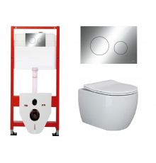 Комплект 3 в 1 инсталляция Tece Loop K440921 + Подвесной унитаз Ceramica Nova Play CN3001 с кнопкой смыва, в стиле hi-tech в стиле hi-tech