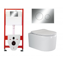 Комплект 3 в 1 инсталляция Tece Loop K440921 + Подвесной унитаз Ceramica Nova Moments CN3003 с кнопкой смыва, в стиле hi-tech в стиле hi-tech