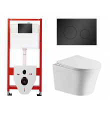 Комплект 3 в 1 инсталляция Tece Base K440925 + Подвесной унитаз  Cerutti Spa Adige Aria CT7837 с кнопкой смыва, в стиле hi-tech в стиле hi-tech