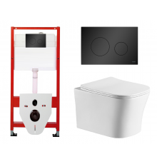 Комплект 3 в 1 инсталляция Tece Base K440925 + Подвесной унитаз Cerutti Spa Marmolada aria CT7778 с кнопкой смыва, в стиле hi-tech в стиле hi-tech
