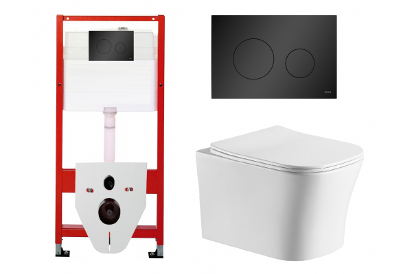 Комплект 3 в 1 инсталляция Tece Base K440925 + Подвесной унитаз Cerutti Spa Marmolada aria CT7778 с кнопкой смыва, в стиле hi-tech в стиле hi-tech