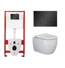 Комплект 3 в 1 инсталляция Tece Base K440925 + Подвесной унитаз Ceramica Nova Play CN3001 с кнопкой смыва, в стиле hi-tech в стиле hi-tech