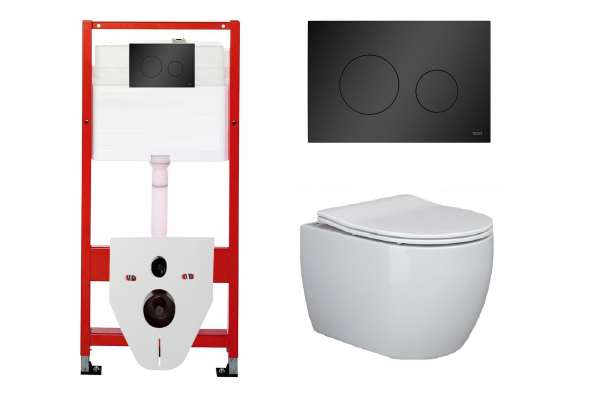 Комплект 3 в 1 инсталляция Tece Base K440925 + Подвесной унитаз Ceramica Nova Play CN3001 с кнопкой смыва, в стиле hi-tech в стиле hi-tech
