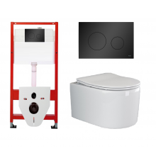 Комплект 3 в 1 инсталляция Tece Base K440925 + Подвесной унитаз Ceramica Nova Moments CN3003 с кнопкой смыва, в стиле hi-tech в стиле hi-tech
