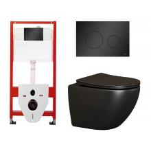 Комплект 3 в 1 инсталляция Tece Base K440925 + Подвесной унитаз Ceramica Nova Metropol CN4002MB с кнопкой смыва, в стиле hi-tech в стиле hi-tech