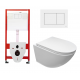 Комплект 3 в 1 инсталляция Tece Base 9400413 + Подвесной унитаз Cerutti Spa Sella aria CT7183 с кнопкой белый квадрат в стиле hi-tech