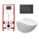 Комплект 3 в 1 инсталляция Tece Base K440407 + Подвесной унитаз Cerutti Spa Sella aria CT7183 с кнопкой черной квадрат в стиле hi-tech