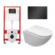 Комплект 3 в 1 инсталляция Tece Base K440925 + Подвесной унитаз Cerutti Spa Sella aria CT7183 с кнопкой черной круглой в стиле hi-tech