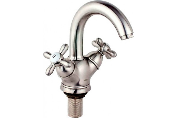 Смеситель Timo Ritz 0141F silver для раковины двухвентильный, серебро