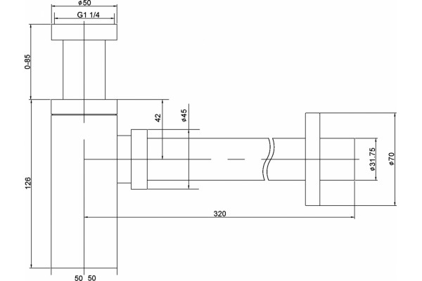 Сифон для раковины Timo 959/00L хром, выпуск боковой