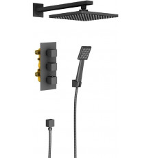 Душевой комплект Timo Tetra-Thermo SX-0179/03SM черный, С ВНУТРЕННЕЙ ЧАСТЬЮ, шланг металлический 150 см