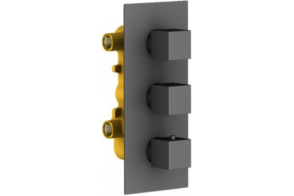 Душевой комплект Timo Tetra-Thermo SX-0179/03SM черный, С ВНУТРЕННЕЙ ЧАСТЬЮ, шланг металлический 150 см