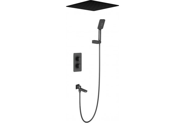 Душевой комплект Timo Petruma SX-5019/03SM С ВНУТРЕННЕЙ ЧАСТЬЮ, черный, шланг металлический 150 см