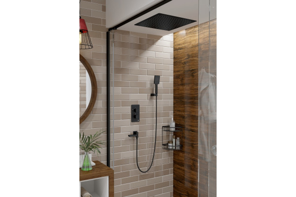 Душевой комплект Timo Petruma SX-5019/03SM С ВНУТРЕННЕЙ ЧАСТЬЮ, черный, шланг металлический 150 см
