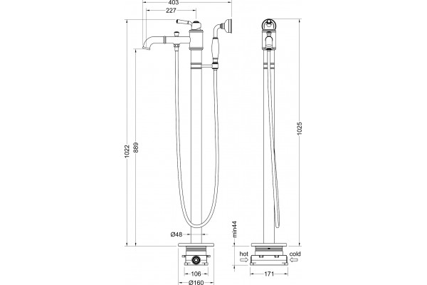 Смеситель Timo Arisa 5300/03Y-CR С ВНУТРЕННЕЙ ЧАСТЬЮ, для ванны с душем, черный, однорычажный, длина излива 22.7 см
